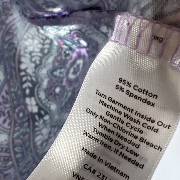 Talbots Women's Top Size Medium Petite MP Blue Paisley Long Sleeve Pullover - Picture 5 of 8